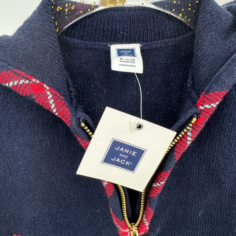 Janie and Jack Girls Plaid Trim Cape 6-12‎ Months Wool Blend Navy Jacket Poncho - Picture 7 of 7